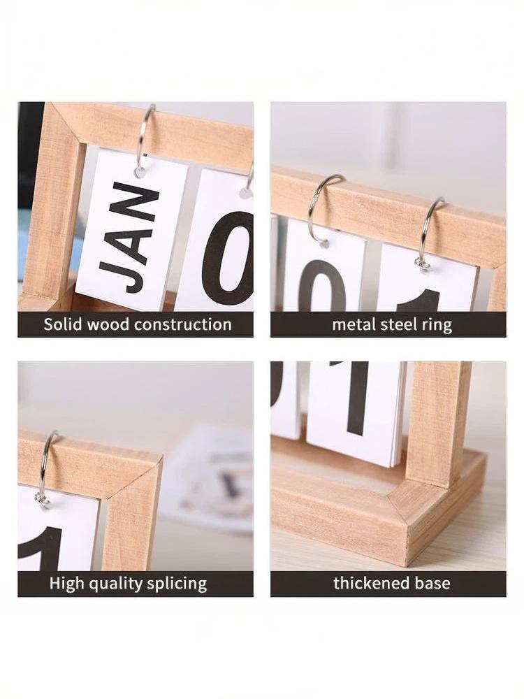 Photography Date - Wooden Perpetual Calendar Flip Month Date