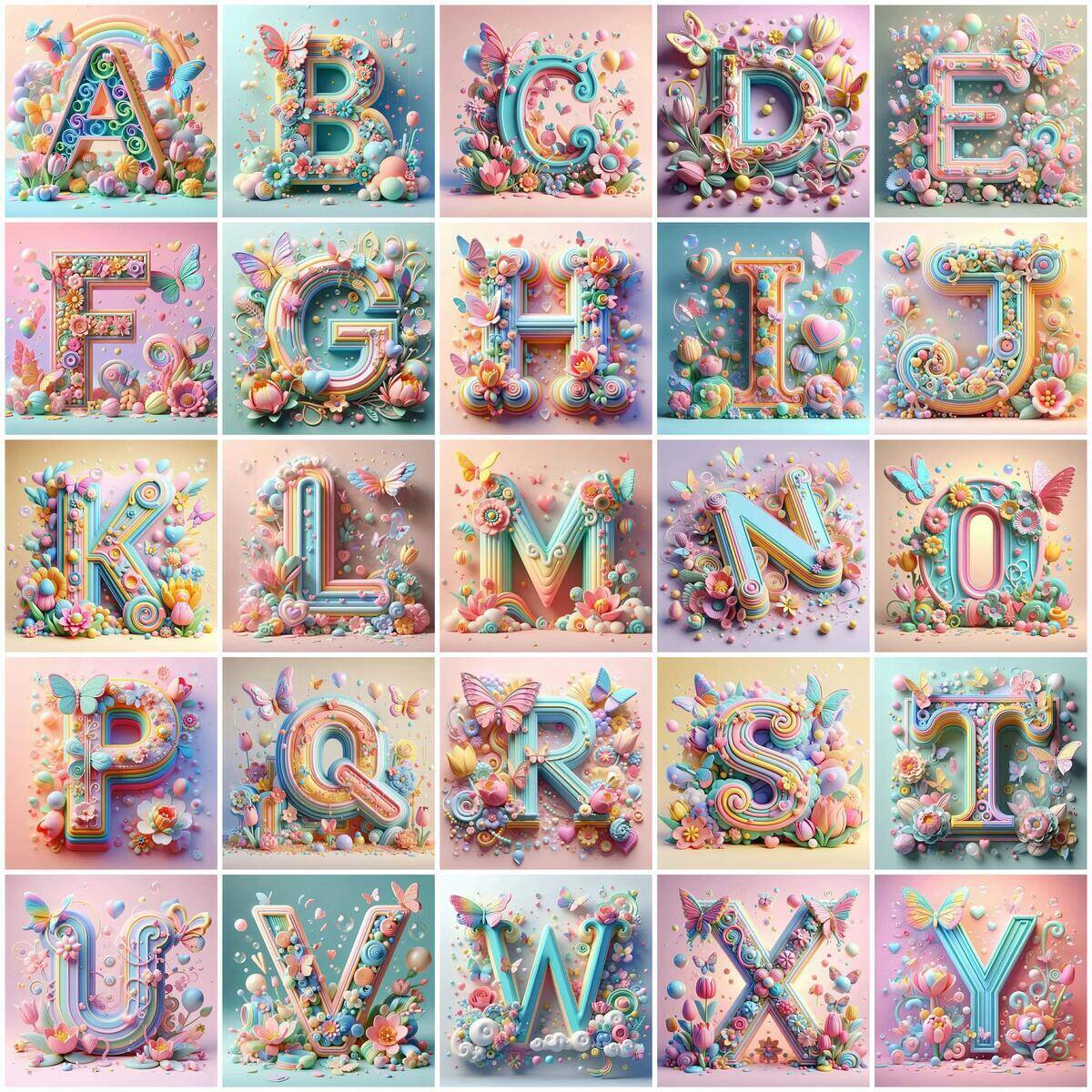 Photography Font - Huacan Diamond Painting Butterfly Animal Alphabet