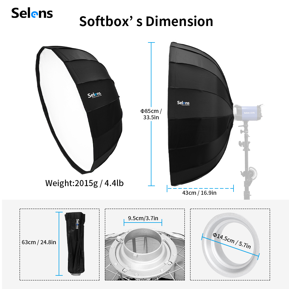 Selens 85cm Umbrella Radar Sof - огляд і ціна Photography Umbrella Lights
