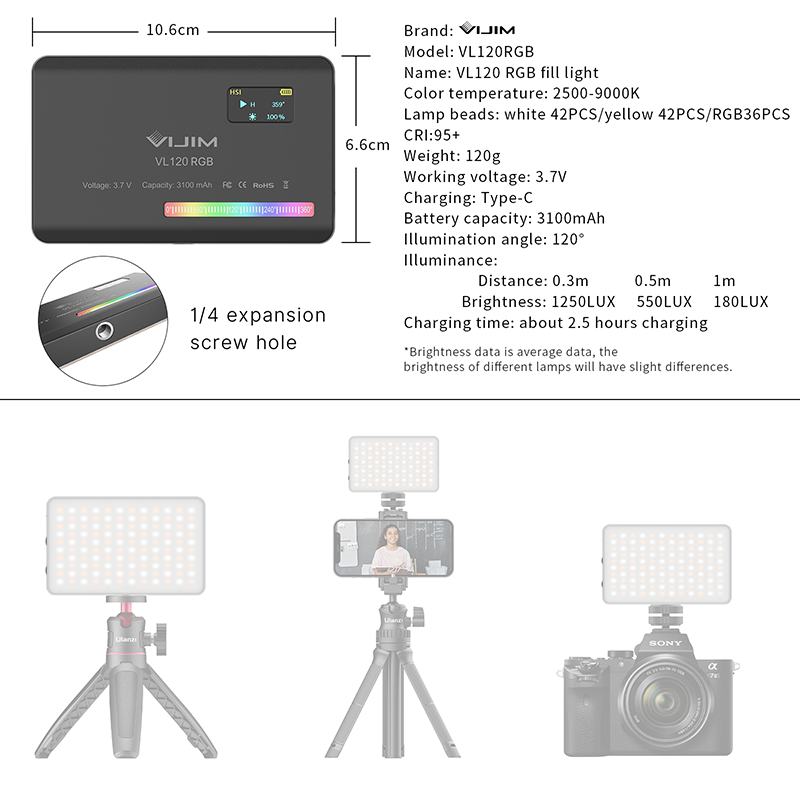 Ulanzi VL120 RGB Camera Video  - огляд і ціна Photography Umbrella Lights